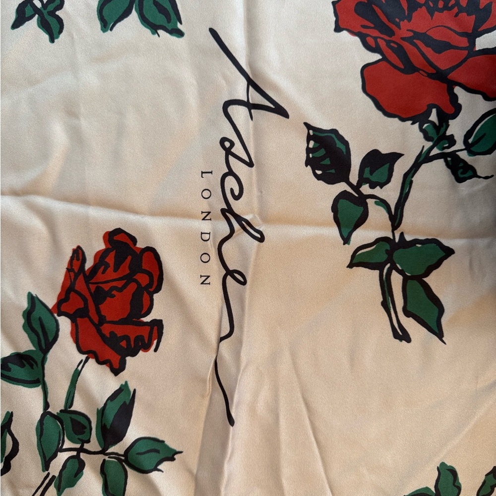 Ascher London Floral Scarf with Red Roses - Picture 3 of 9